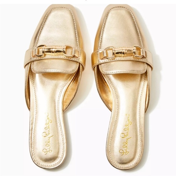 Lilly Pulitzer Shoes - Lilly Pulitzer Metallic Gold Andi Mules w/ Gold Detail Sz 9